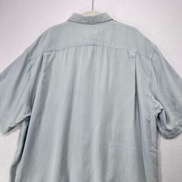 Nat Nast Shirt Men XL Light Blue 100% Silk Short Sleeve Retro Sopranos Classic - Picture 5 of 12